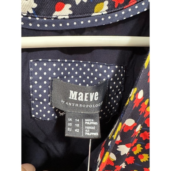 Maeve Anthropologie Mini Dress Floral Print Puff Sleeve Casual US 10 - Picture 3 of 7